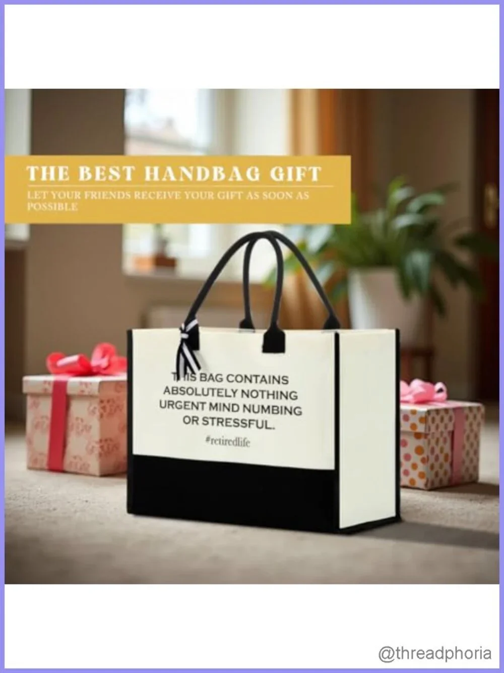 Canvas Tote Bag Retirement Gift Women Travel Beach Shoulder Handbag